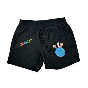 D.A.R.E Shorts Black Drawstring Keeping Kids Off Drugs Mens M DARE Double Sided